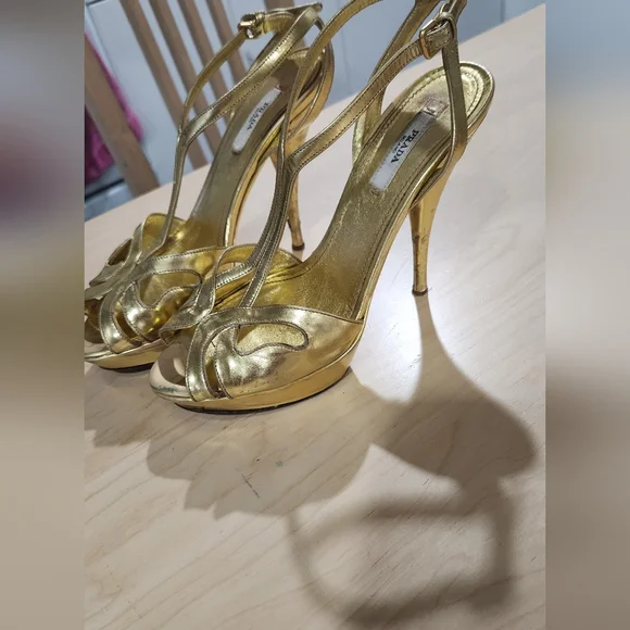 Prada Gold Heels Size 38 - Picture 8 of 11